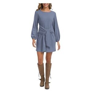 NWT! Lionstill Light-Blue Tie-Waist Long-Sleeve Dress. Size Small.